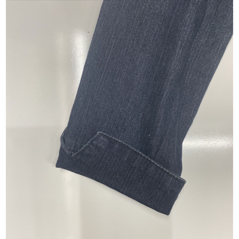 Baccini Denim Jacket Womens Size M Cotton Stretch Ruffled Open Front Dark Wash - Picture 11 of 12
